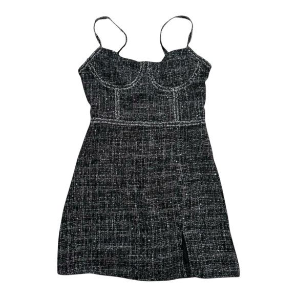 Altar’d State Black White Tweed Bustier Mini Dress NWT Size Small - Picture 2 of 7